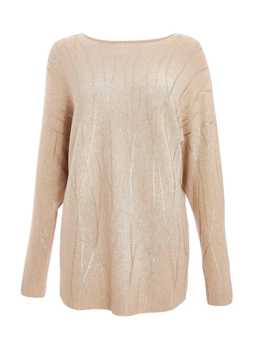 Quiz Beige Knit Foil Detail Jumper - S Image 4
