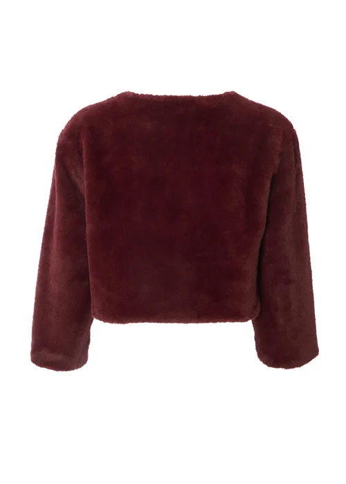 Quiz Red Faux Fur Long Sleeve Cape - S Image 5