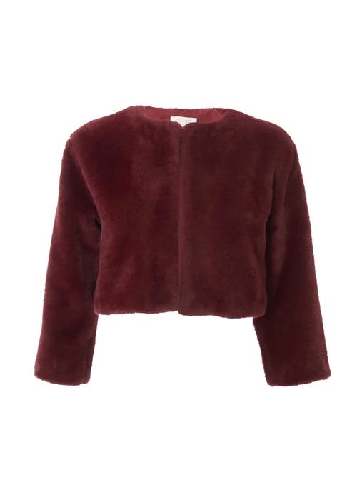 Quiz Red Faux Fur Long Sleeve Cape - S Image 4