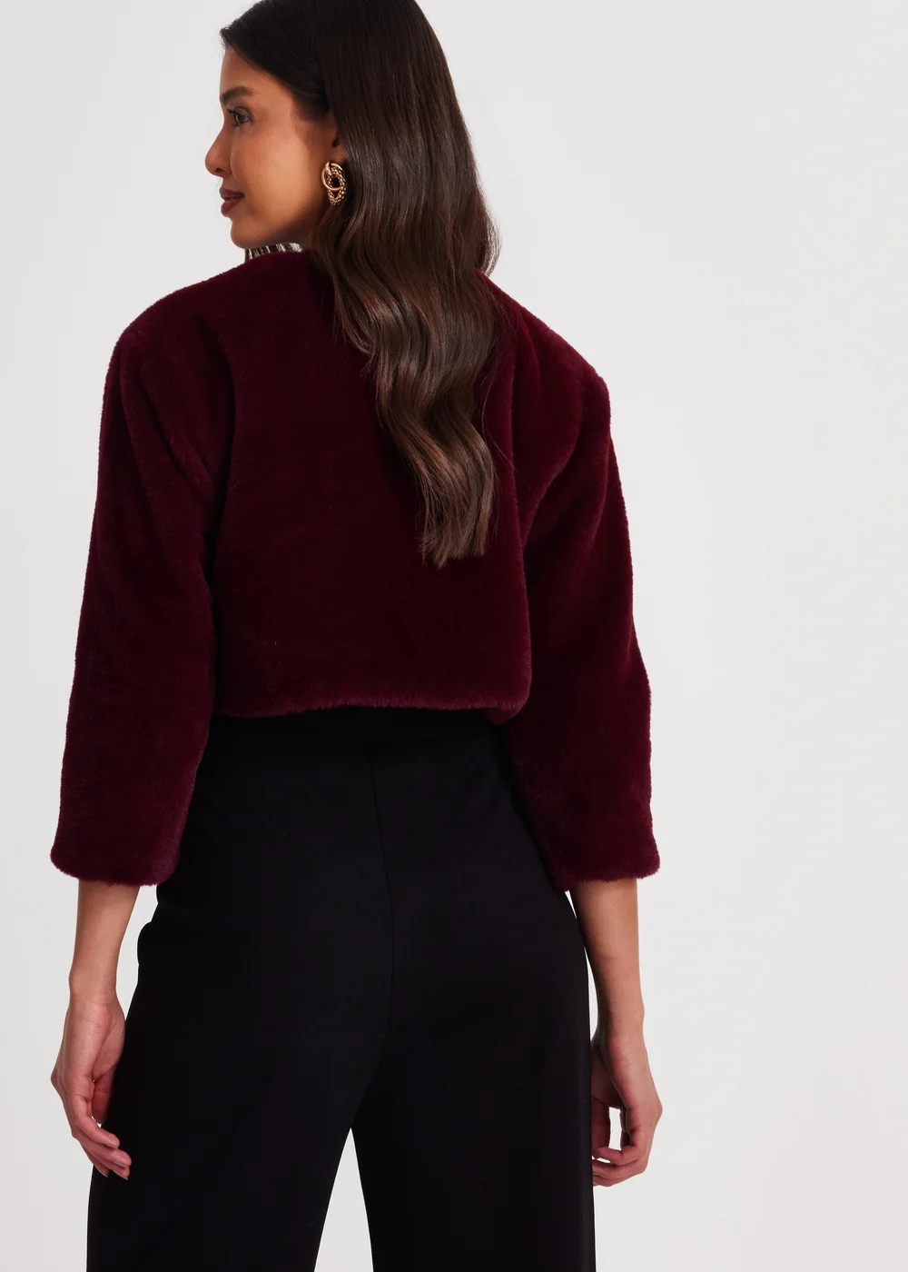 Quiz Red Faux Fur Long Sleeve Cape - S Image 2