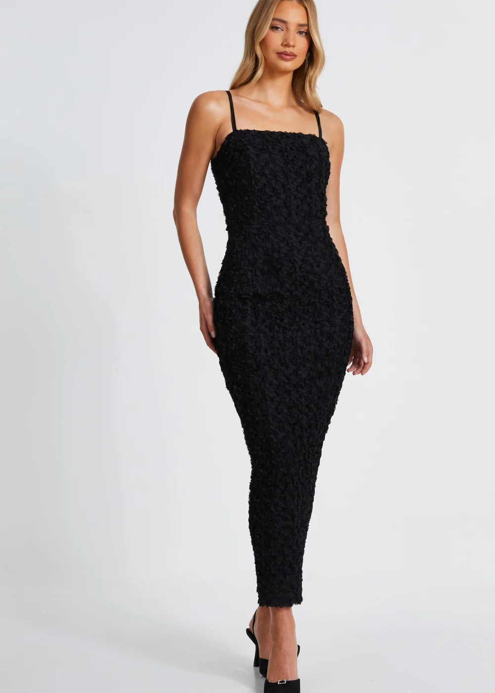 Quiz Black Floral Midaxi Dress - 6 Image 1