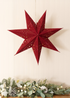 ValueLights Red Velvet Star Light Plug in Wall Light Christmas Tree Topper (45cm x 45cm x 13cm) - One Size Image 1