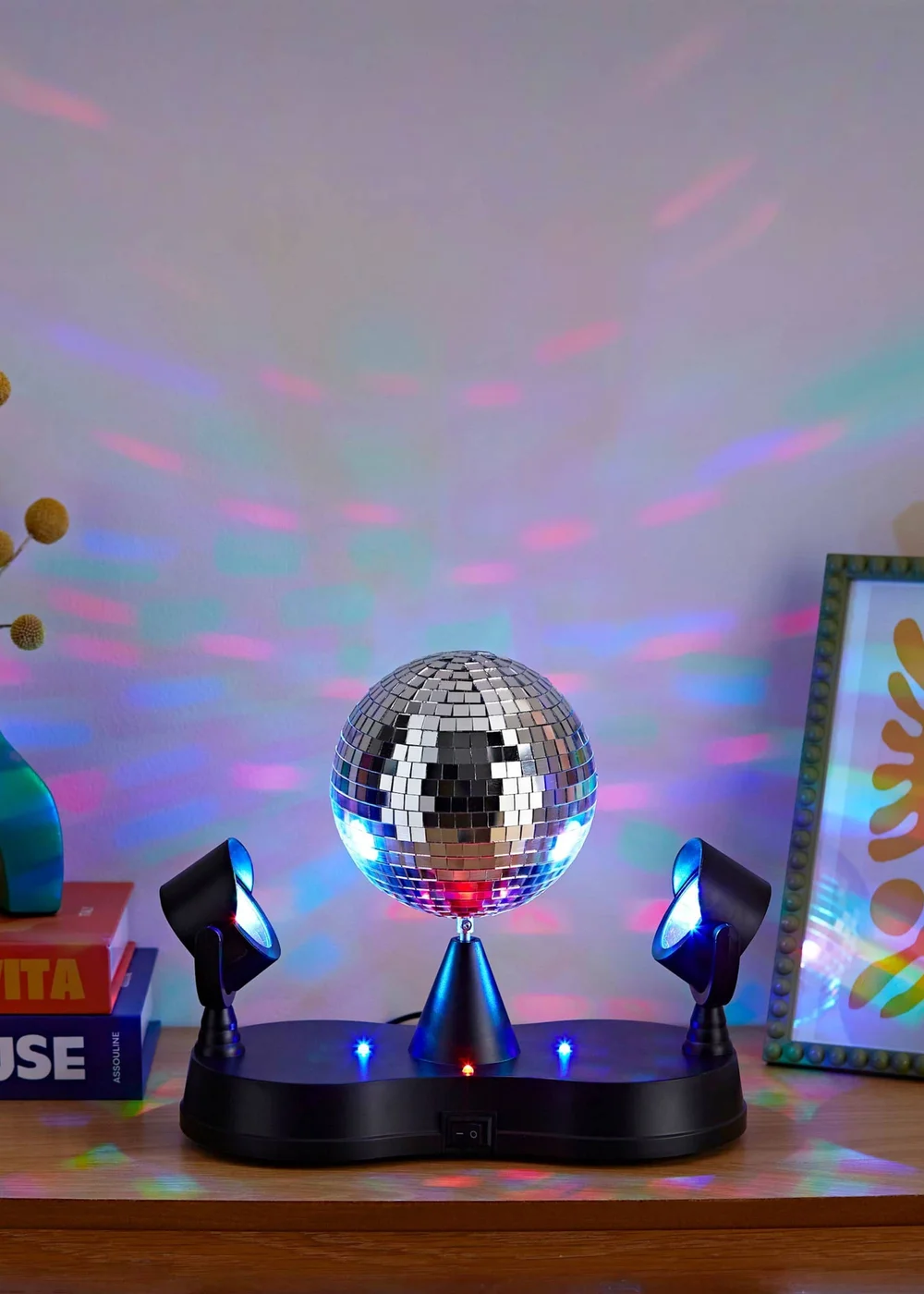 ValueLights Dolly Disco Ball Rotating RGB LED SpotLight Table Lamp (23.5cm x 15cm x 27cm) - One Size Image 1