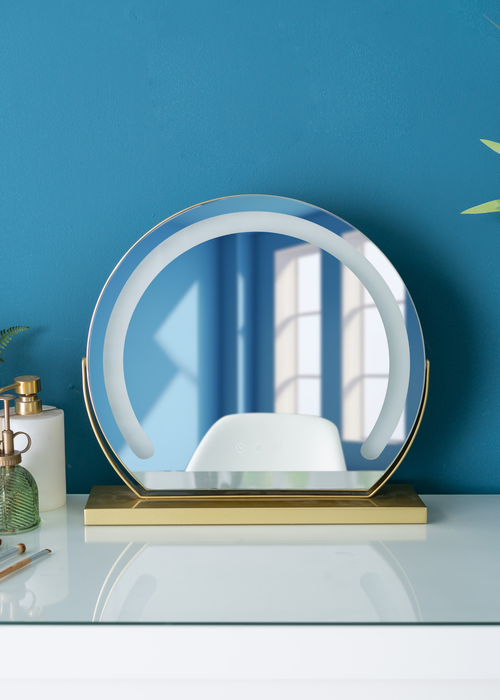 ValueLights Gold Vanity Adjustable Make Up Mirror with Dimmable Light (38cm x 41cm x 10cm) - One Size Image 2