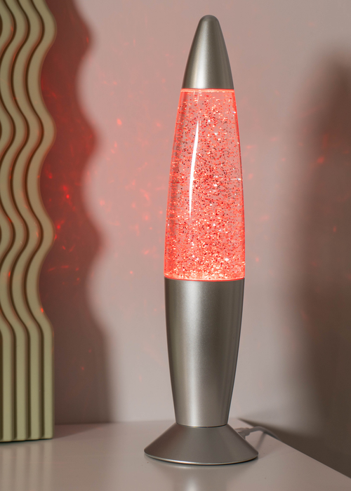 ValueLights Rizzo Colour Changing LED Silver Glitter Lamp (35cm x 9cm x 9cm) - One Size Image 4