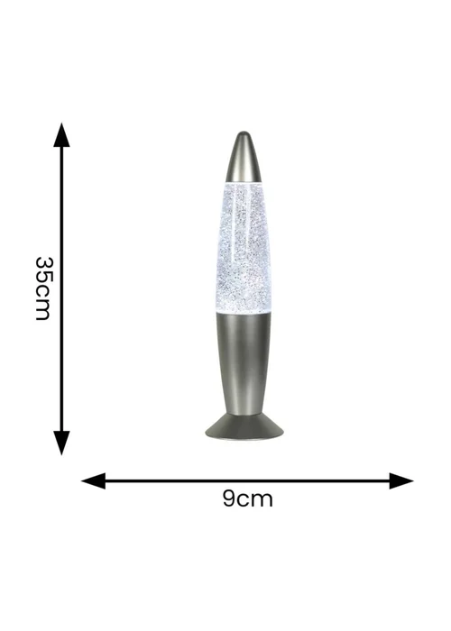 ValueLights Rizzo Colour Changing LED Silver Glitter Lamp (35cm x 9cm x 9cm) - One Size Image 6