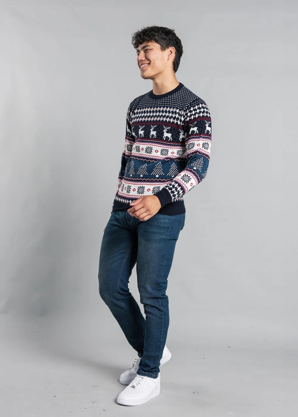 Tokyo Laundry Navy Festive Crew Neck Jacquard Knit Jumper - L Image 5
