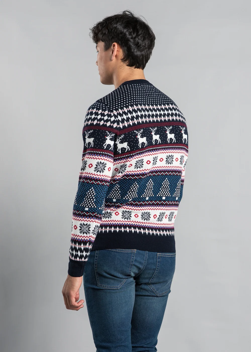Tokyo Laundry Navy Festive Crew Neck Jacquard Knit Jumper - L Image 2