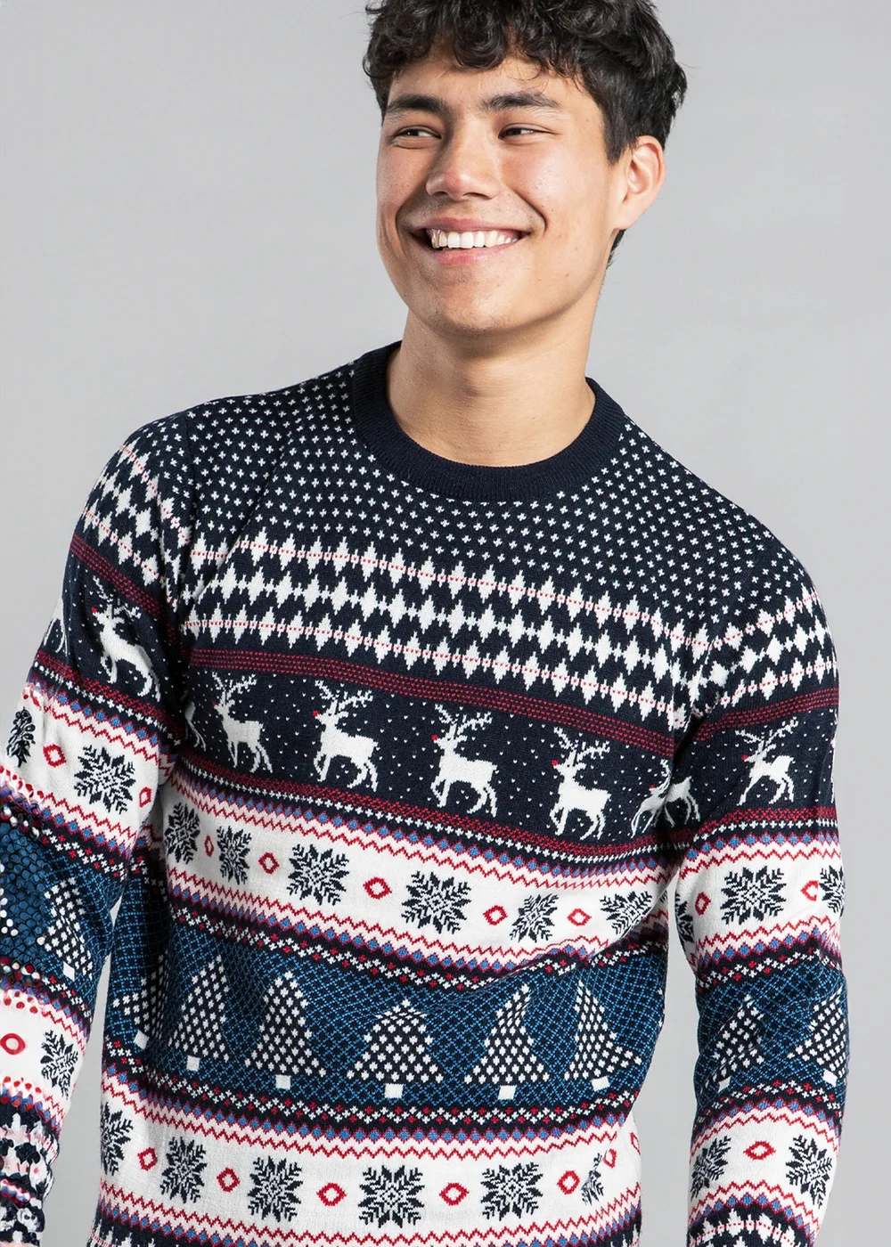 Tokyo Laundry Navy Festive Crew Neck Jacquard Knit Jumper - L Image 3