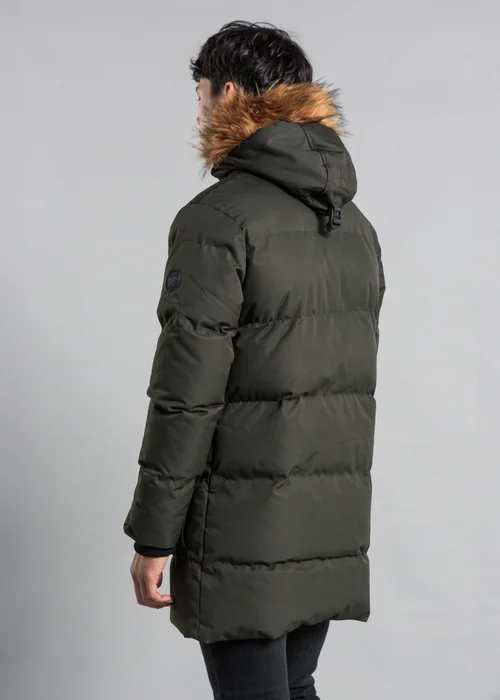 Tokyo Laundry Khaki Padded Longline Coat with Faux Fur Hood - 2XL Image 2
