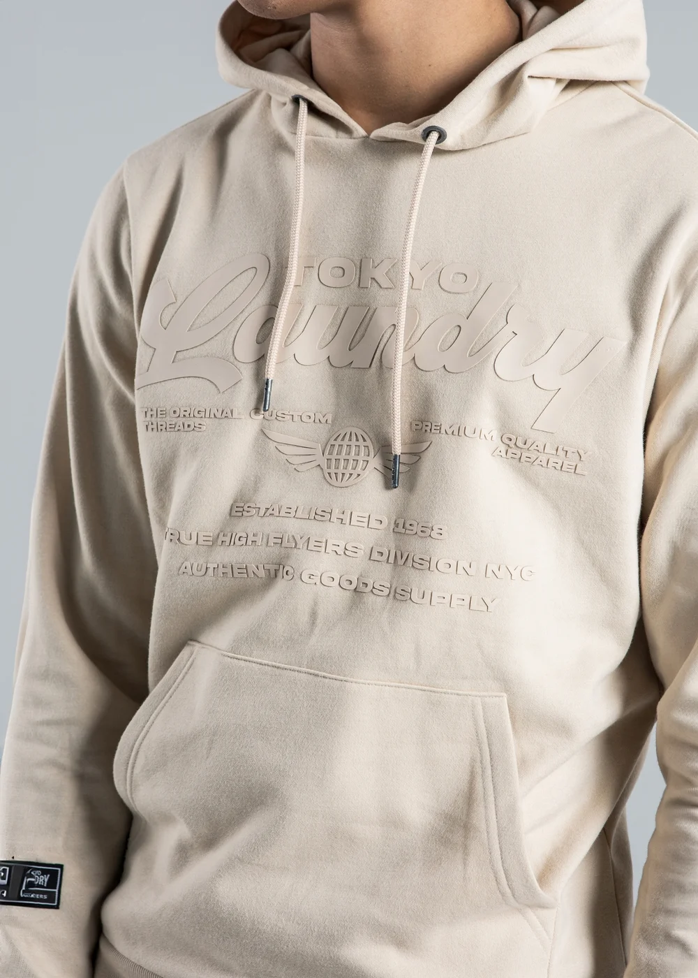 Tokyo Laundry Stone Raised Rubber Print Hoody with Drawcord - S Image 3