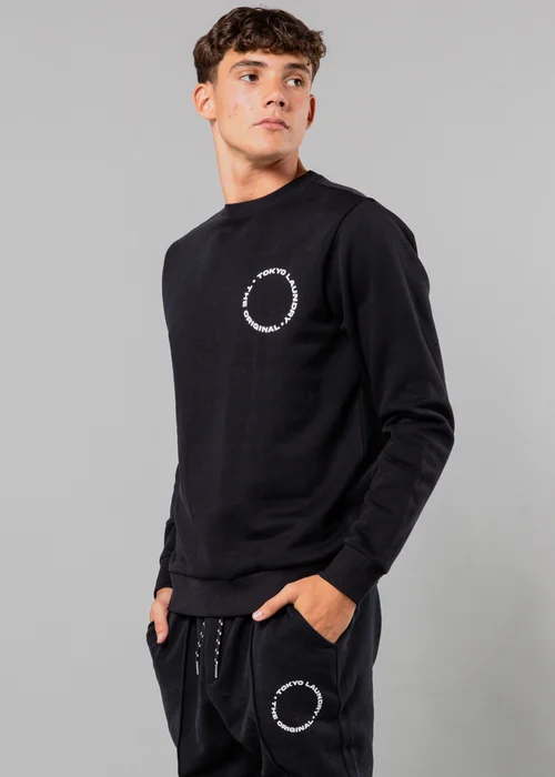 Tokyo Laundry Navy Crew Neck Sweatshirt with Logo Print - S Image 1