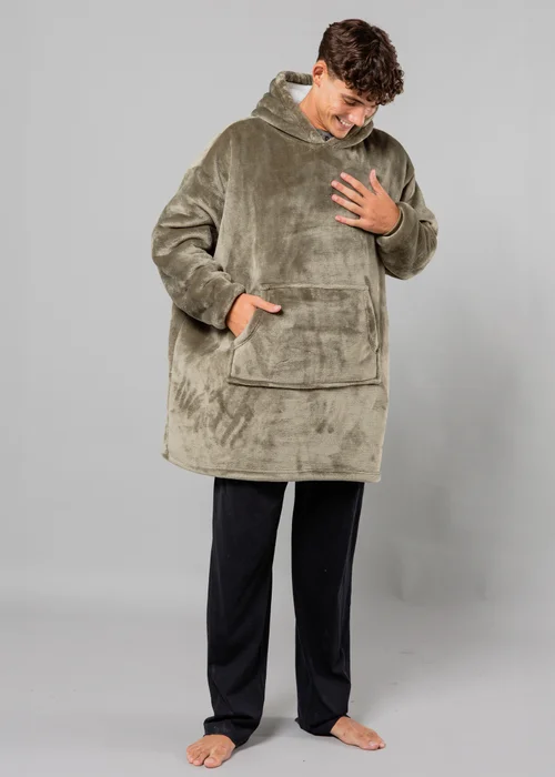 Tokyo Laundry Khaki Hooded Blanket with Kangaroo Pocket - One Size Image 3