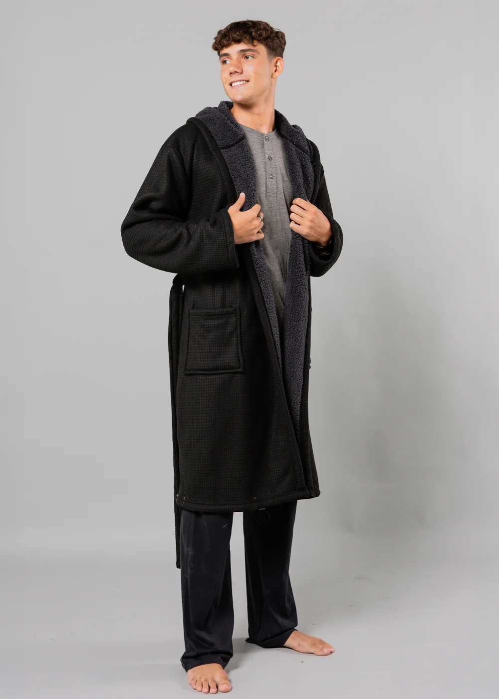 Tokyo Laundry Black Waffle Dressing Gown - Medium Image 4