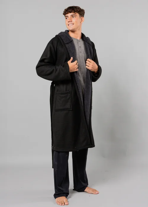 Tokyo Laundry Black Waffle Dressing Gown - Medium Image 4