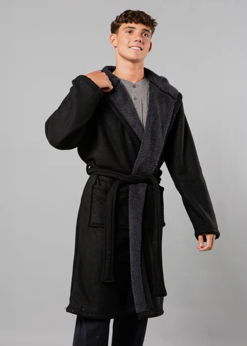 Tokyo Laundry Black Waffle Dressing Gown - Medium Image 1