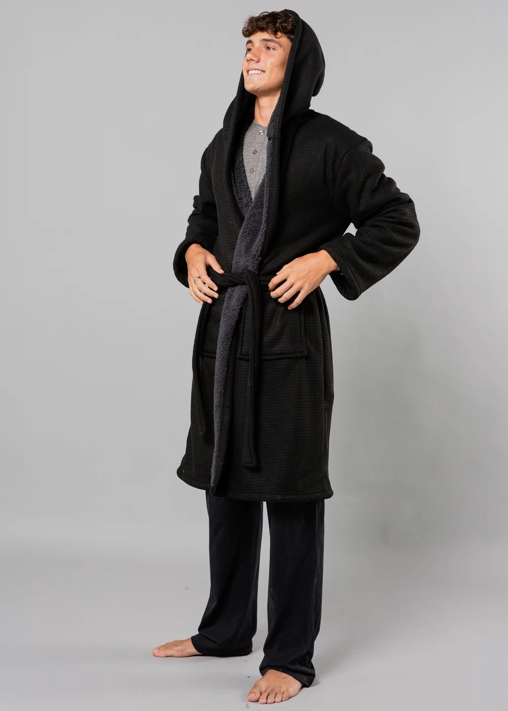 Tokyo Laundry Black Waffle Dressing Gown - Medium Image 3