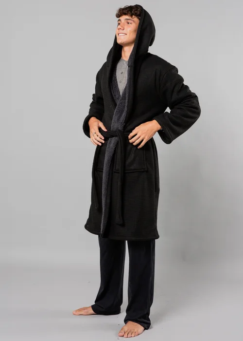 Tokyo Laundry Black Waffle Dressing Gown - Medium Image 3