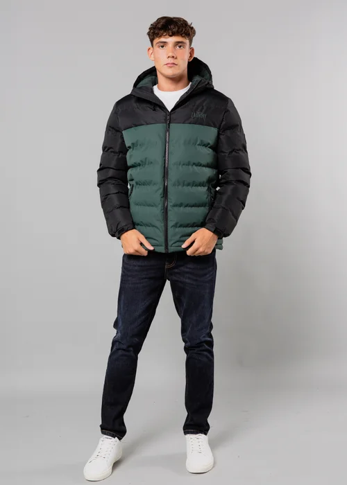 Tokyo Laundry Black Colour Block Hooded Puffer Jacket with Microfleece Lining - S Image 3