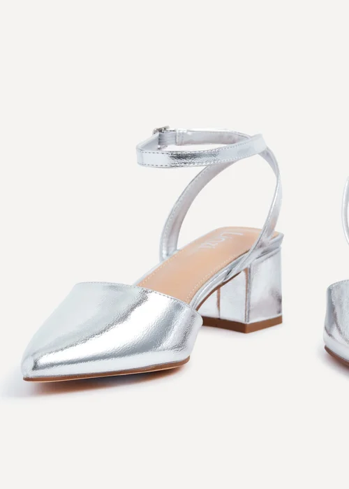 Linzi Suzy Wide Fit Silver Faux Leather Court Heel - 3 Image 4