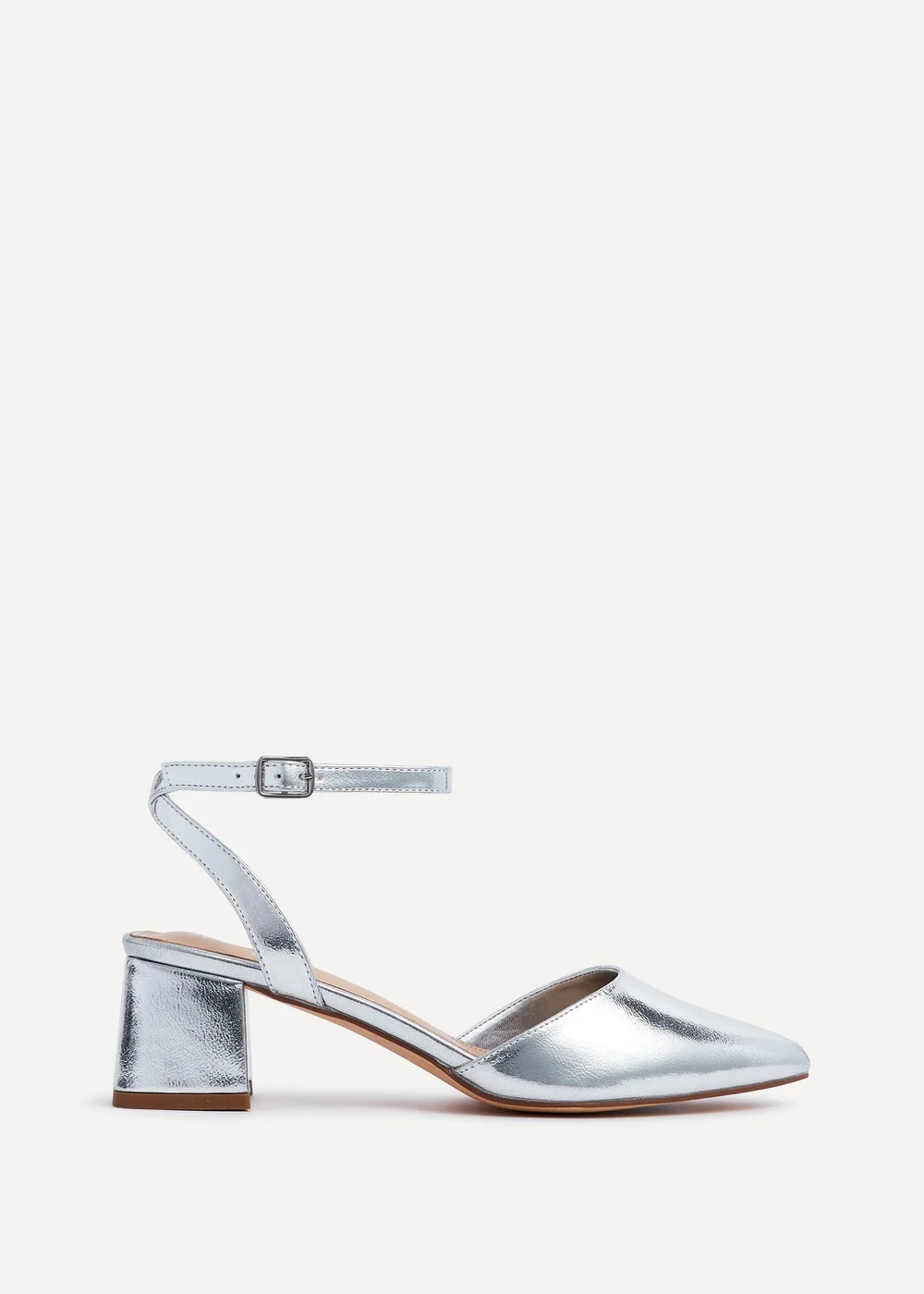Linzi Suzy Wide Fit Silver Faux Leather Court Heel - 3 Image 2