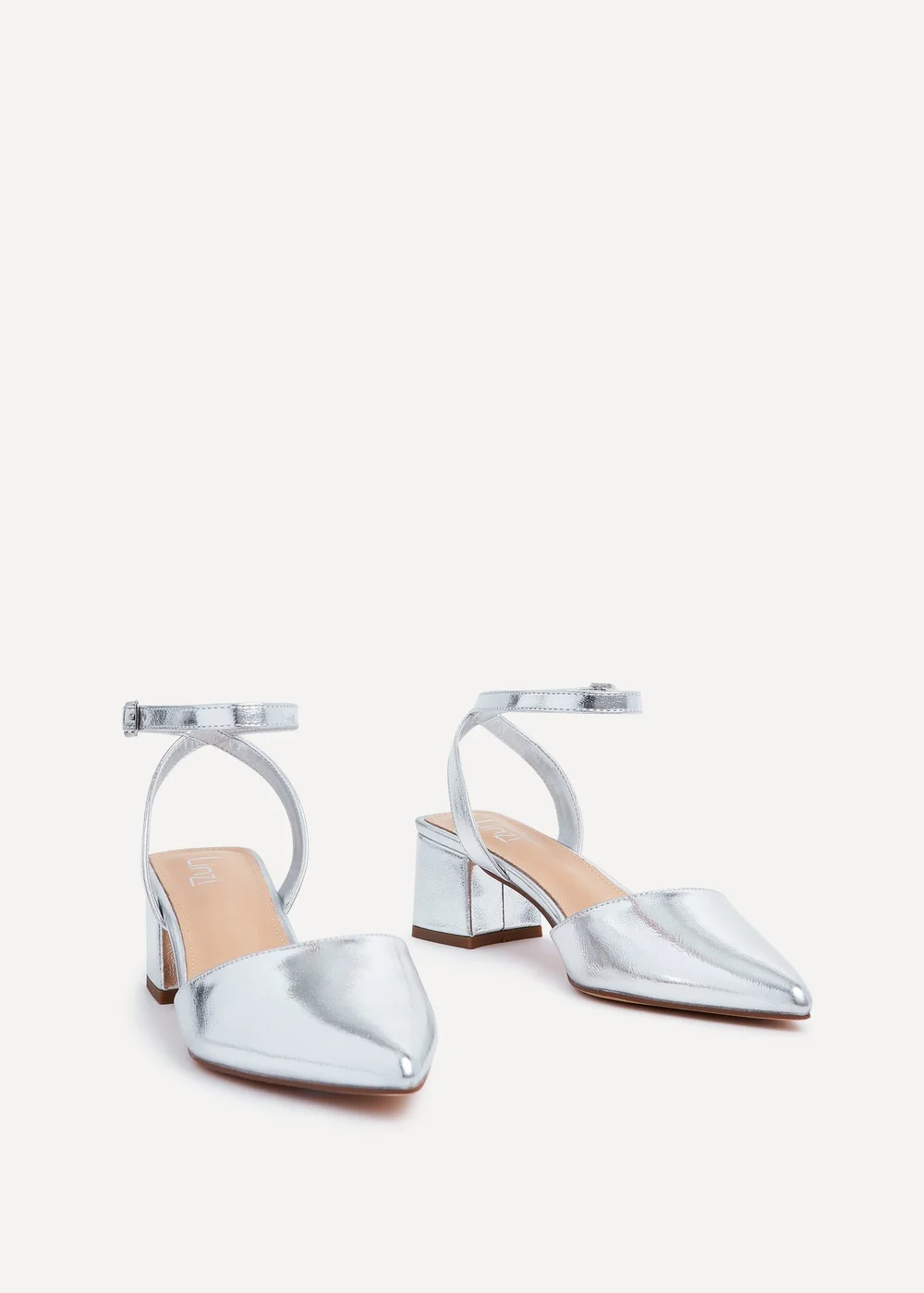 Linzi Suzy Wide Fit Silver Faux Leather Court Heel - 3 Image 3