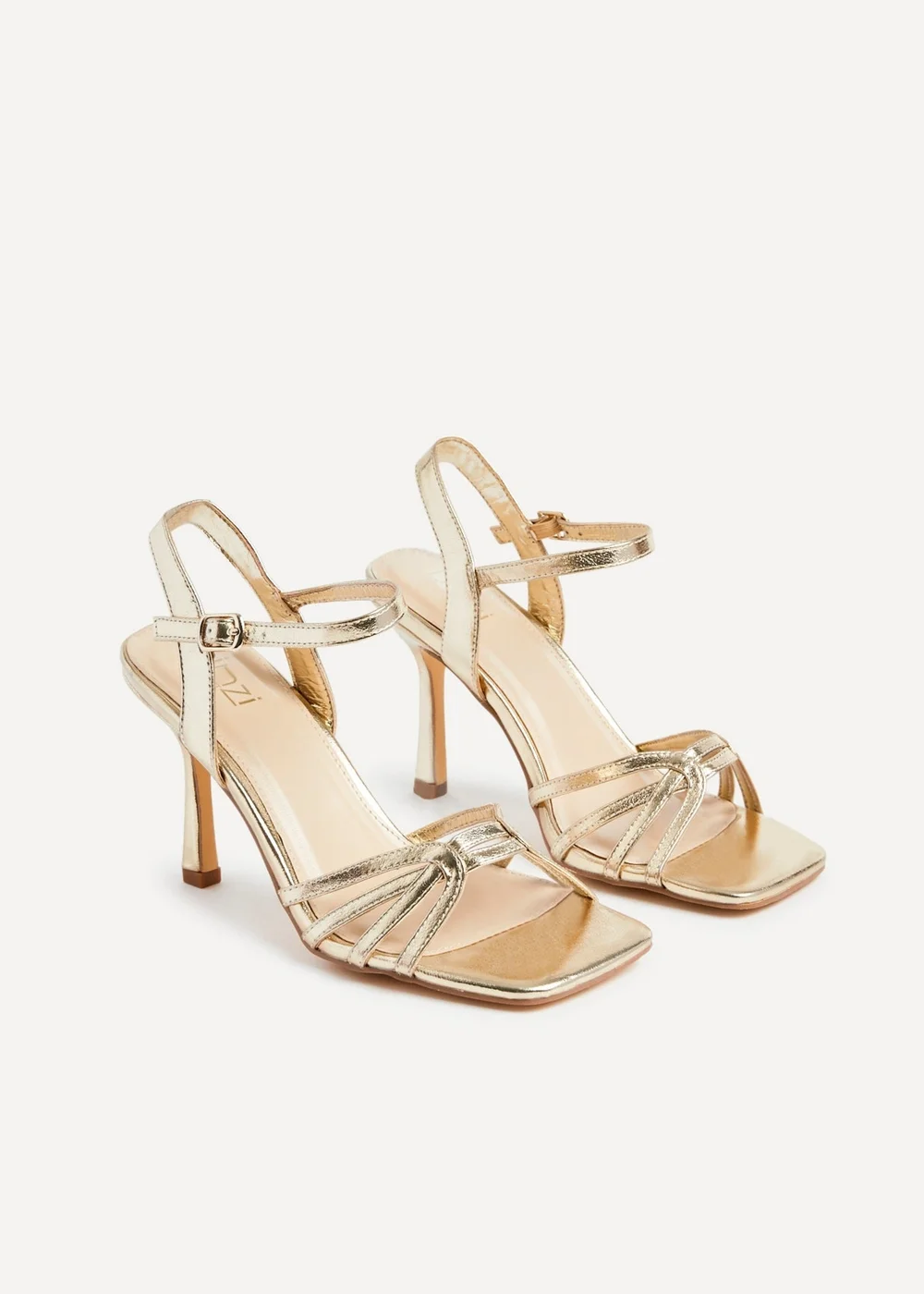 Linzi Helena Wide Fit Gold Faux Leather Heeled Sandals - 3 Image 4