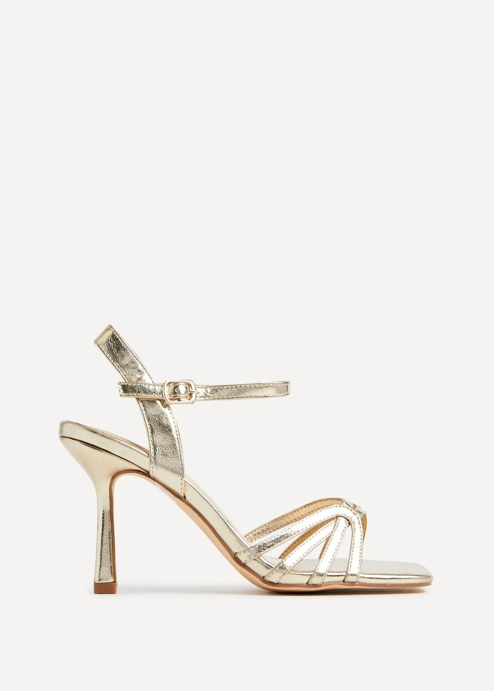 Linzi Helena Wide Fit Gold Faux Leather Heeled Sandals - 3 Image 2