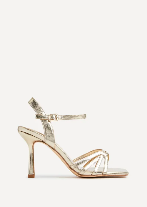 Linzi Helena Wide Fit Gold Faux Leather Heeled Sandals - 3 Image 2