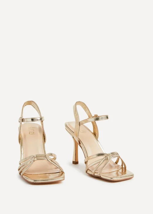 Linzi Helena Wide Fit Gold Faux Leather Heeled Sandals - 3 Image 3