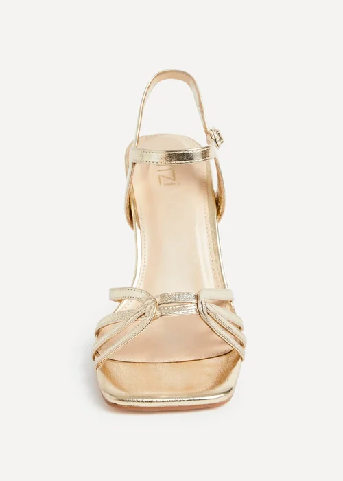 Linzi Helena Wide Fit Gold Faux Leather Heeled Sandals - 3 Image 5