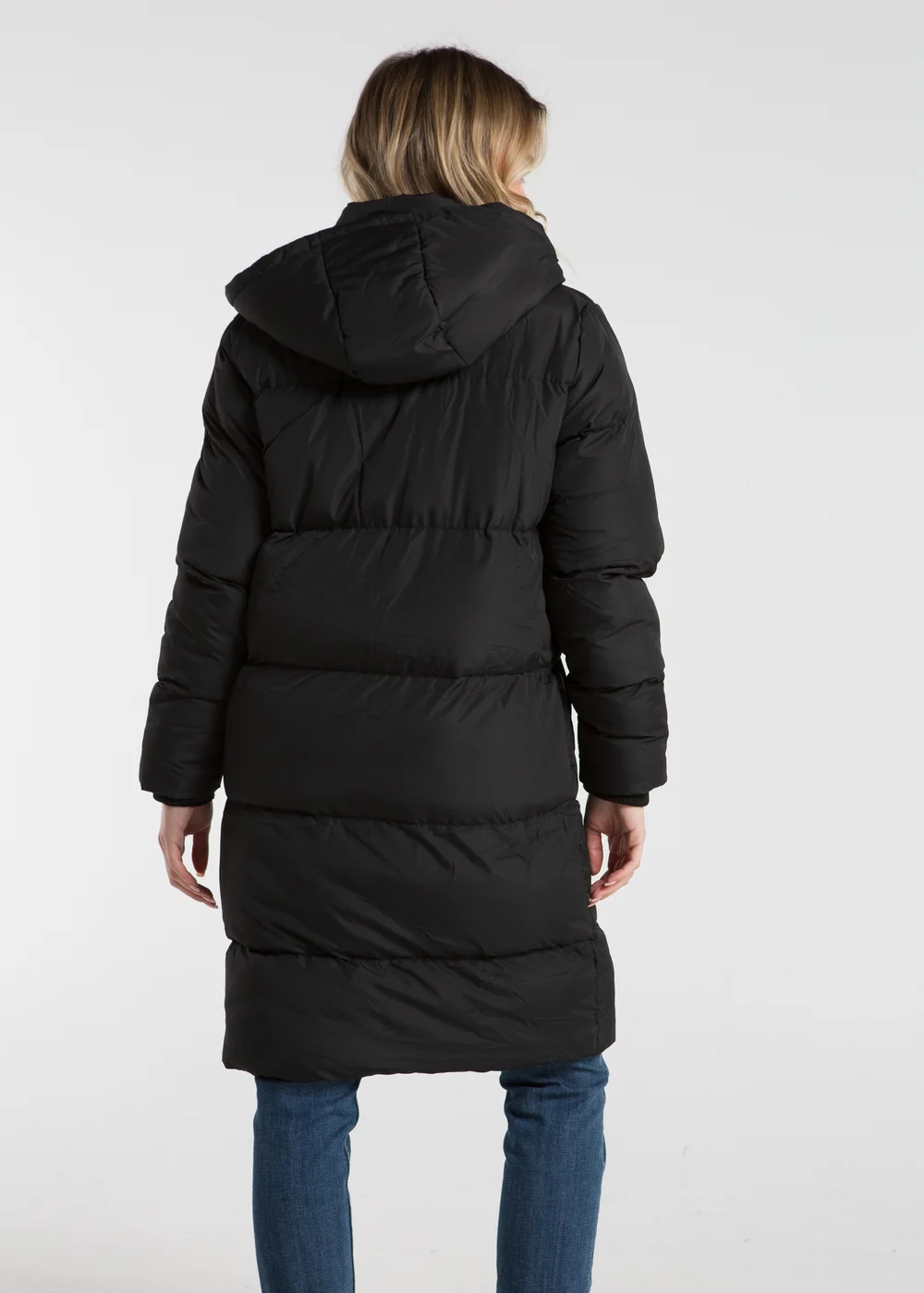 French Connection Black Midi Quilted Puffer Jacket with Hood - XS Image 2