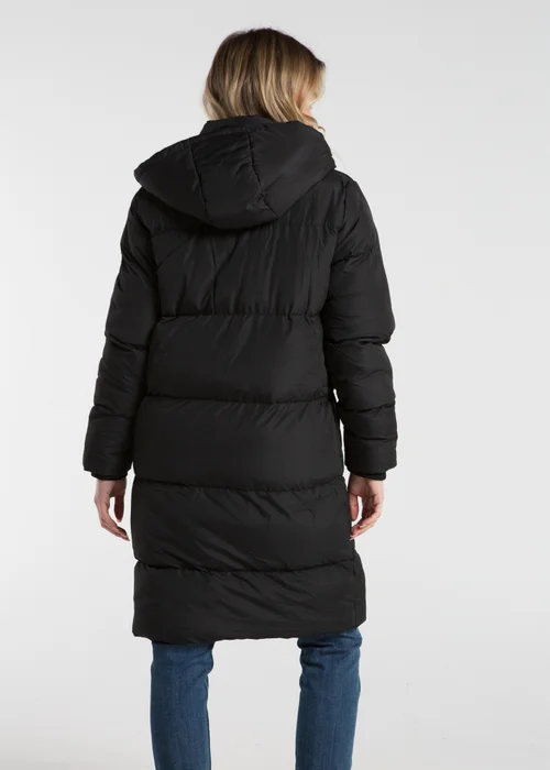 French Connection Black Midi Quilted Puffer Jacket with Hood - XS Image 2