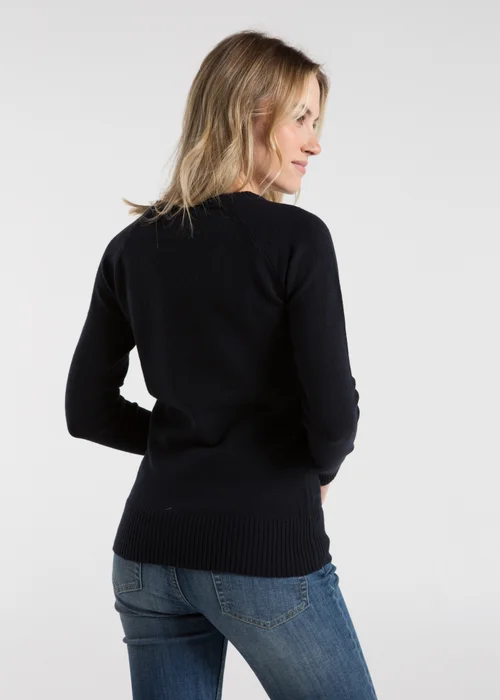 French Connection Navy Cosy Soft Touch Crew Neck Raglan Jumper - XS Image 2