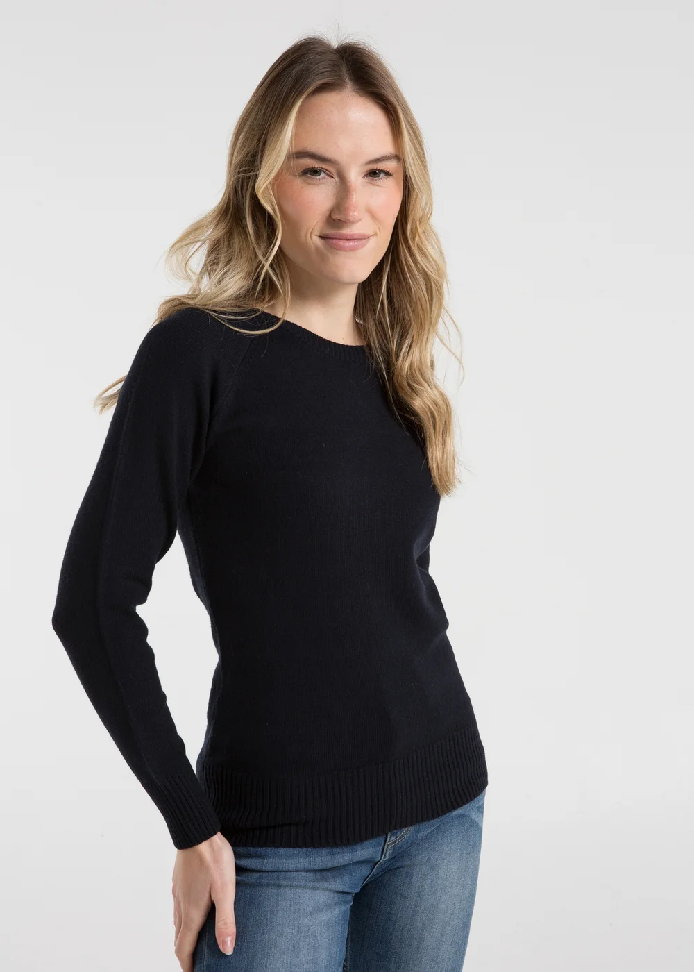 French Connection Navy Cosy Soft Touch Crew Neck Raglan Jumper - XS Image 1