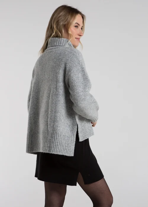 French Connection Light Grey Cable Knit Roll Neck Jumper - XS Image 4