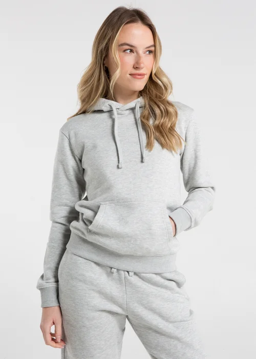 French Connection Light Grey Cotton Blend Regular Fit Logo Hoody - Extra small Image 1