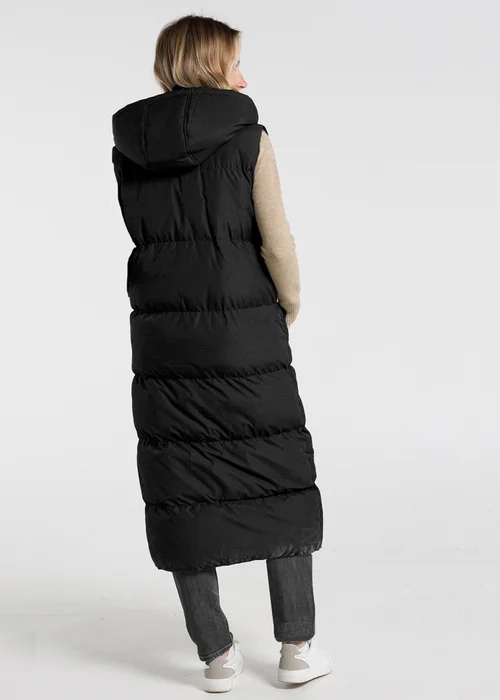 French Connection Black Longline Quilted Gilet with Hood - XS Image 2