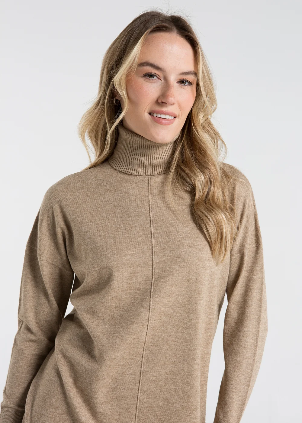 French Connection Camel Cosy Roll Neck Knitted Jumper Dress - XS Image 4