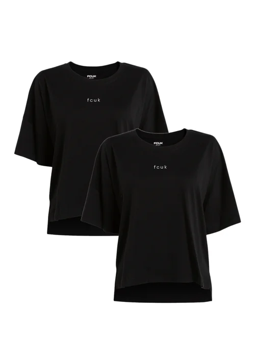 French Connection Black 2-Pack Cotton Printed Short Sleeve T-Shirts - Extra small Image 1