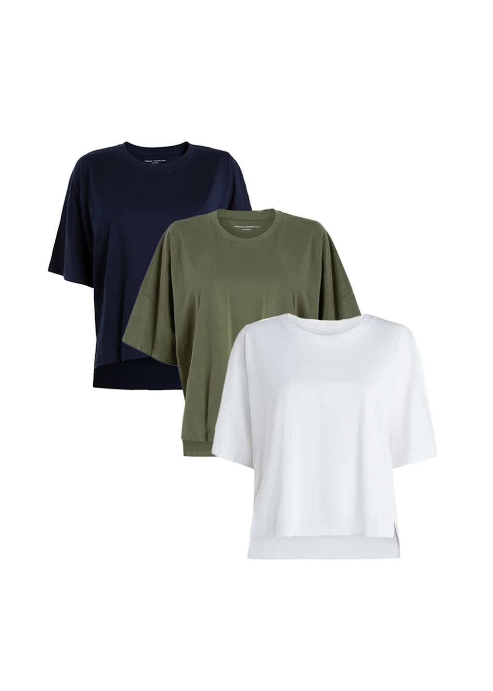 French Connection Navy 3-Pack Cotton Crew Neck Boxy Fit Short Sleeve T-Shirts - Extra small Image 1