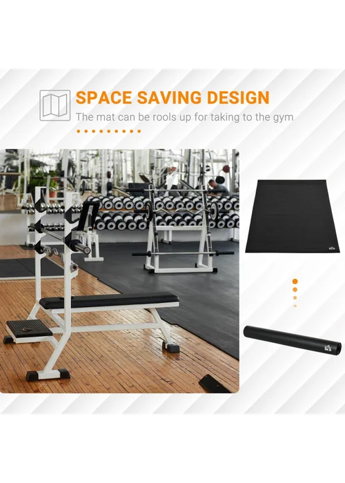 HOMCOM Black Thick Gym Equipment Mat Non-slip Floor Protector Mat - One Size Image 4