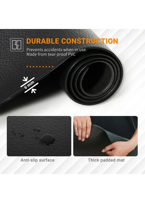 HOMCOM Black Thick Gym Equipment Mat Non-slip Floor Protector Mat - One Size Image 5