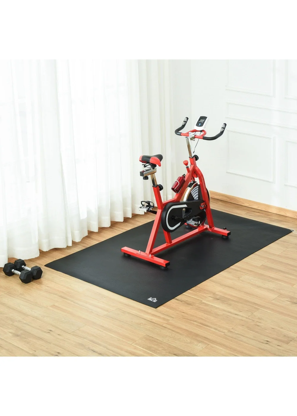 HOMCOM Black Thick Gym Equipment Mat Non-slip Floor Protector Mat - One Size Image 2