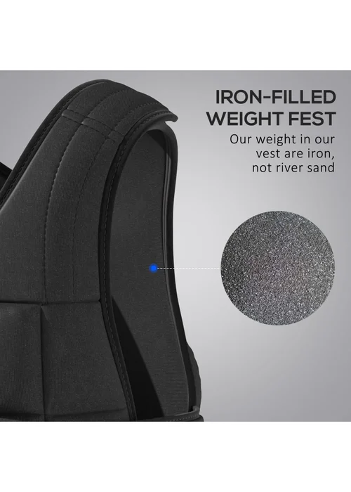 HOMCOM Adjustable Weight Vest Running Gym Training Weight Loss Black - Medium Image 5