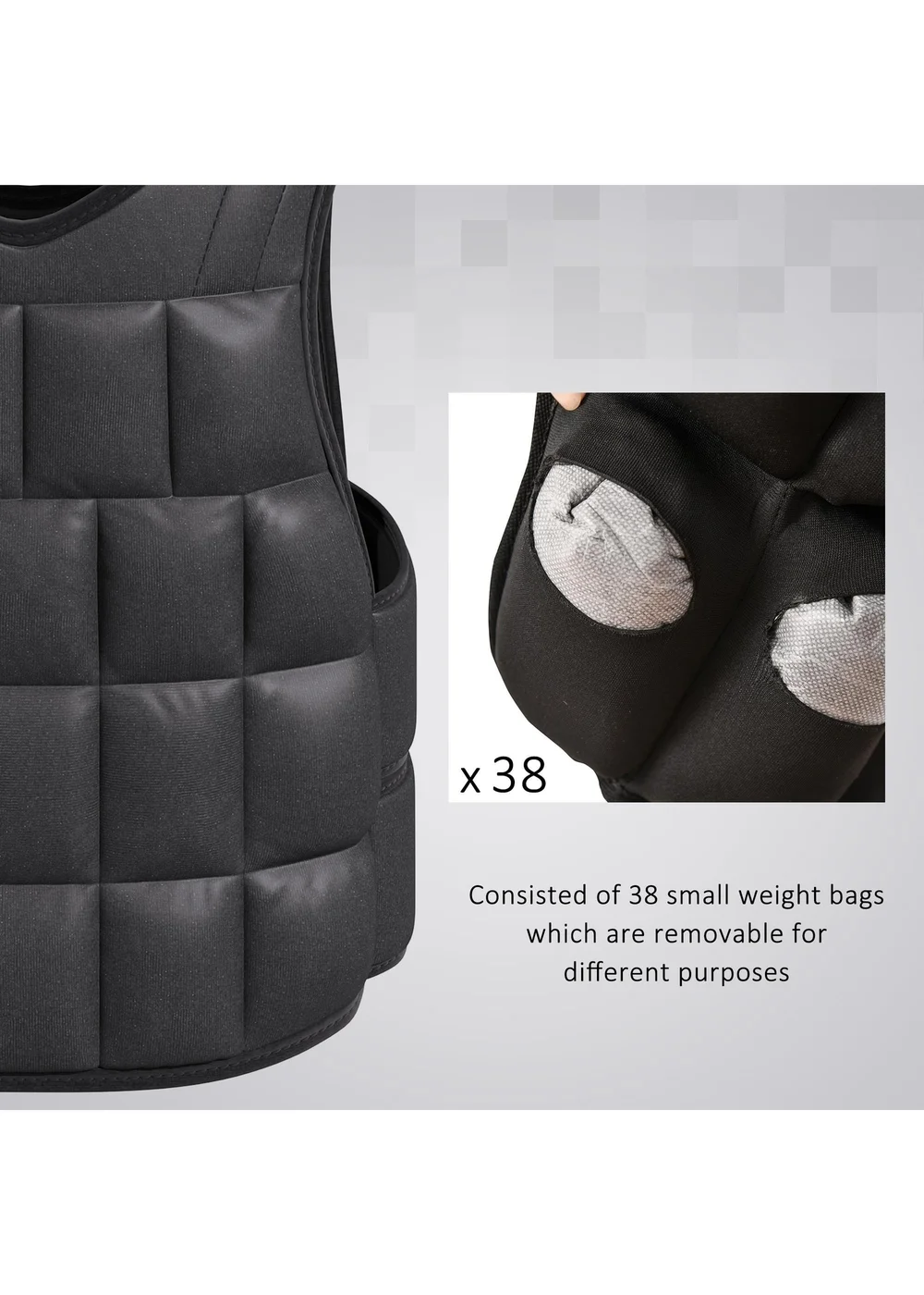 HOMCOM Adjustable Weight Vest Running Gym Training Weight Loss Black - Medium Image 4