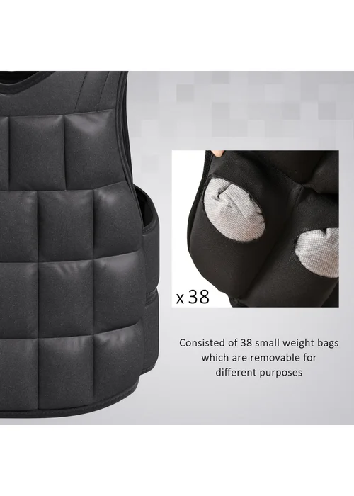 HOMCOM Adjustable Weight Vest Running Gym Training Weight Loss Black - Medium Image 4