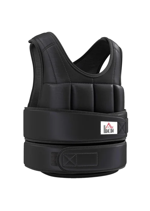 HOMCOM Adjustable Weight Vest Running Gym Training Weight Loss Black - Medium Image 2