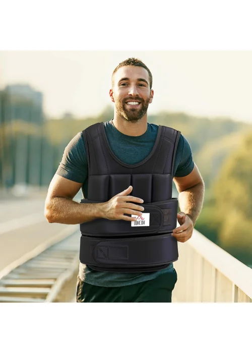 HOMCOM Adjustable Weight Vest Running Gym Training Weight Loss Black - Medium Image 1