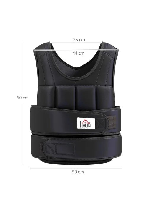 HOMCOM Adjustable Weight Vest Running Gym Training Weight Loss Black - Medium Image 3